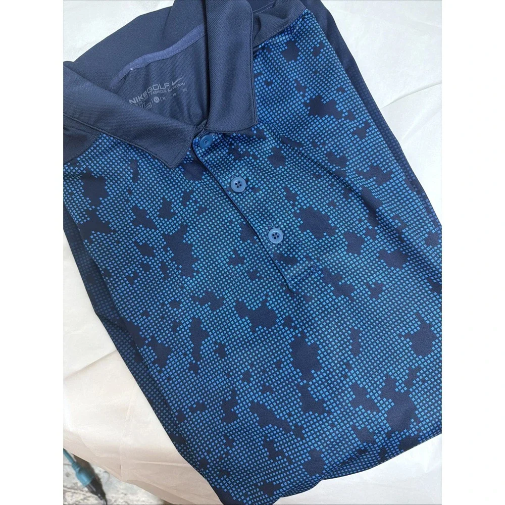 Nike Golf Dri-FIT Polo Shirt Men's XL Blue World Block Camo SS Standard Fit
